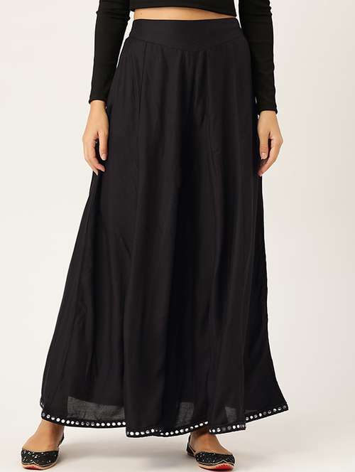 black solid flared palazzo - 18334837 - Very Small Image - 1