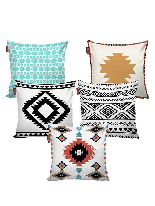 aerohaven set of 5 designer decorative throw pillow/cushion covers - cc142 - (20 inch x 20 inch, multicolour) - 18351121 - Very Small Image - 1