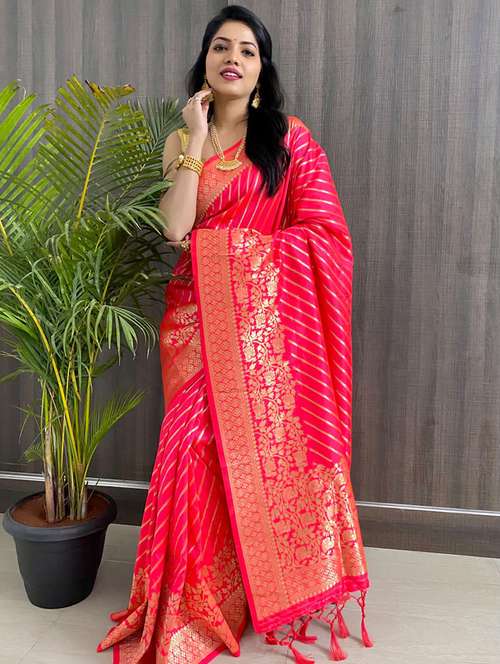 pink banarasi saree with blouse - 18372079 - Very Small Image - 1