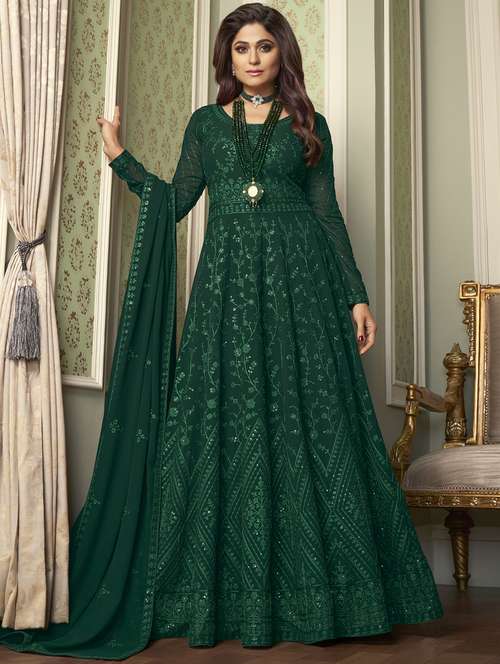 green georgette semistitched suit - 18387664 - Very Small Image - 1