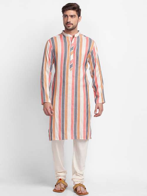 pink striped long kurta - 18396951 - Very Small Image - 1