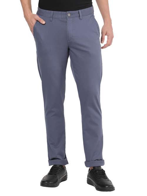 blue solid chinos casual trouser - 18398379 - Very Small Image - 1