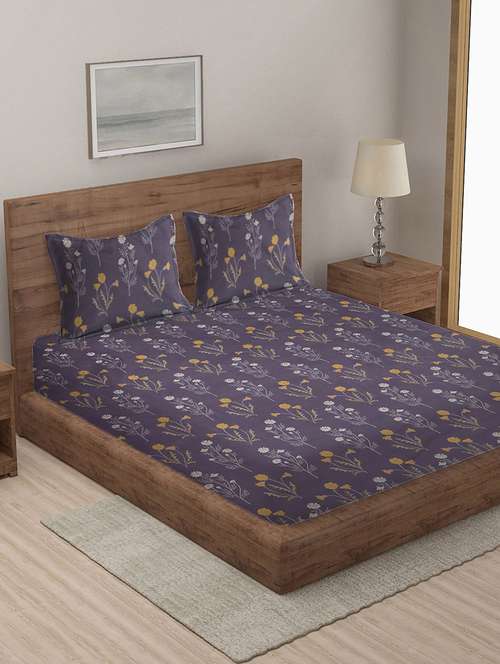 klotthe multi 210 tc cotton blend double bedsheet with 2 pillow covers - 18399521 - Very Small Image - 1