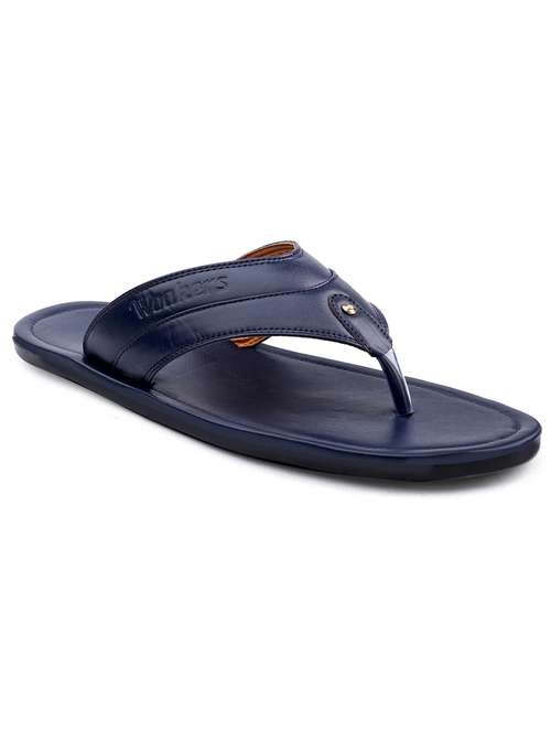 blue faux leather slip on flip flops - 18413123 - Very Small Image - 1