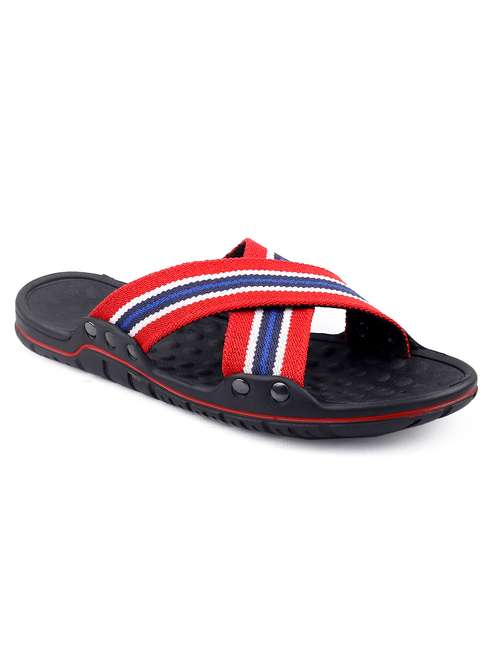 red faux leather slip on flip flops - 18413130 - Very Small Image - 1