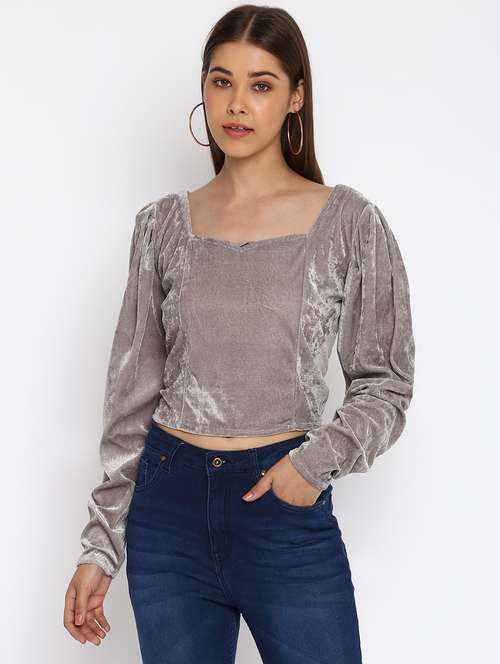 women's crop sweetheart neck top - 18444839 - Very Small Image - 1