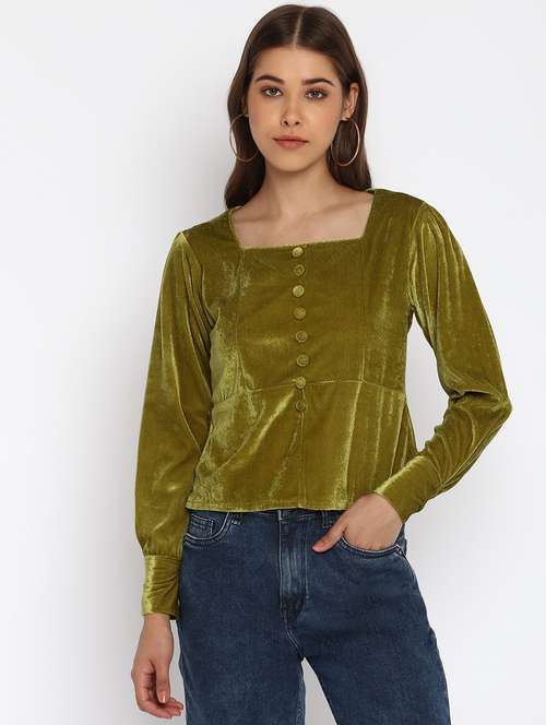women's peplum square neck top - 18444881 - Very Small Image - 1