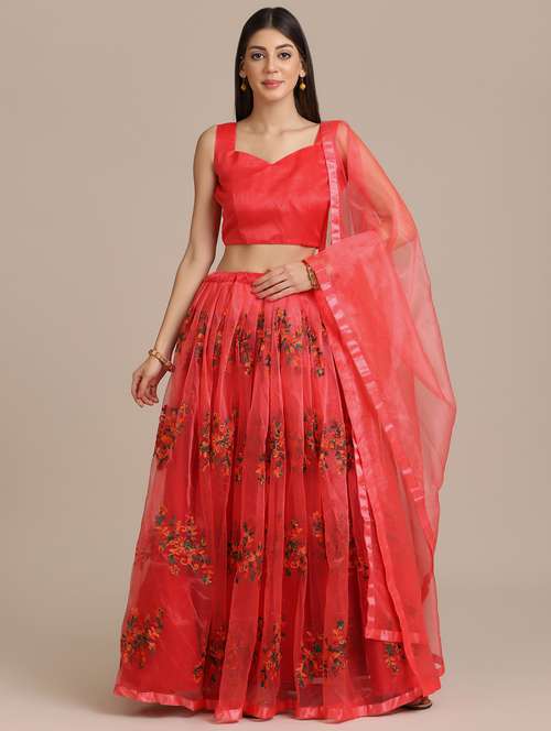 charming red flared lehenga with dupatta - 18448006 - Very Small Image - 1