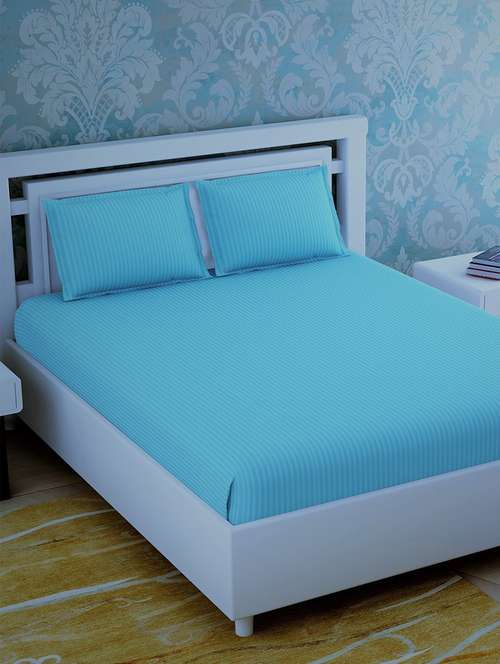 sky solid 280 tc king bedsheet with 2 pillow covers - 18459178 - Very Small Image - 1