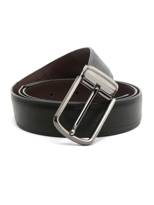 stripe gunmetal leather belt - 18465865 - Very Small Image - 1