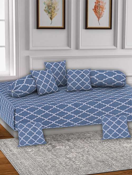 texstylers pure cotton jaipuri printed high quality diwan cover set(pack of 8) - 18481786 - Very Small Image - 1