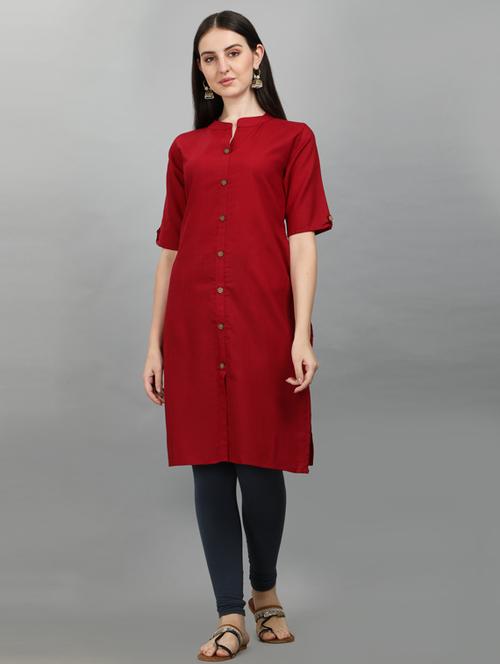 solid straight kurta - 18527286 - Very Small Image - 1