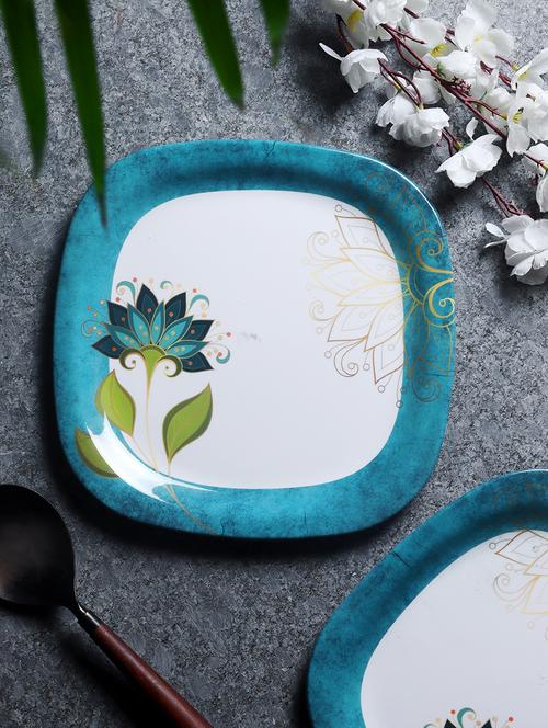 cdi white & green 12 pieces printed melamine glossy plates - 18538422 - Very Small Image - 1