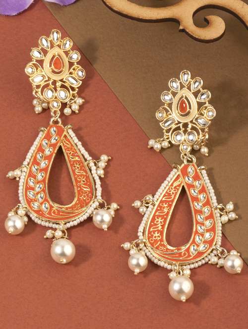 pink metal drop earring - 18567211 - Very Small Image - 1