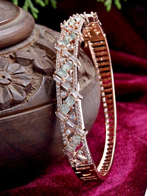 diamond studded rose gold plated bangle bracelets - 18635685 - Very Small Image - 1