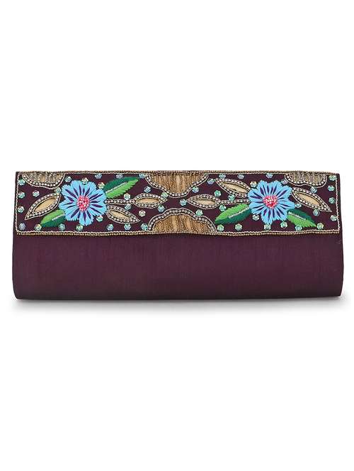 purple embellished ethnic clutch - 18636958 - Very Small Image - 1