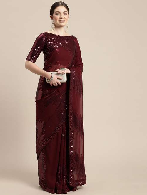 women's embroidered saree with blouse - 18642629 - Very Small Image - 1