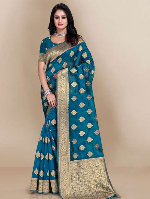 women's self design blue colored saree - 18642669 - Very Small Image - 1