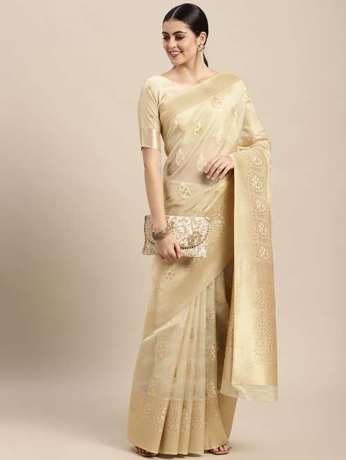 zari bordered woven saree with blouse - 18643053 - Very Small Image - 1