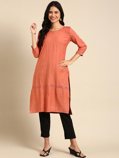 women's straight kurta - 18682954 - Very Small Image - 1