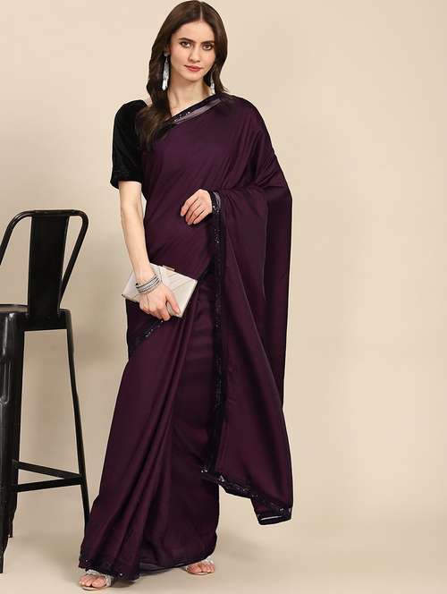 burgundy art silk embroidered saree with blouse - 18686875 - Very Small Image - 1