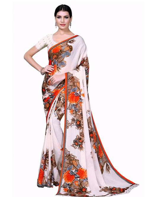 women's floral multi colored saree with blouse - 18693343 - Very Small Image - 1