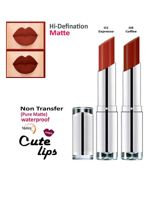 b.berry cute lips non transfer matte lipstick 2.4 gm each - 02 expresso 08 coffee - 18766683 - Very Small Image - 1