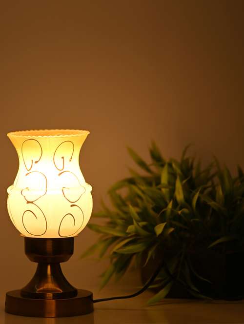 designer led compatible table lamp with decorated glass shade - 18824758 - Very Small Image - 1