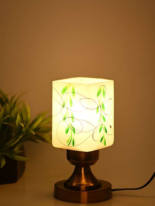 designer led compatible table lamp with decorated glass shade - 18824977 - Very Small Image - 1