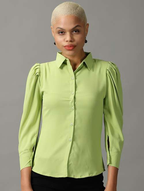 green crepe regular shirt - 18843170 - Very Small Image - 1