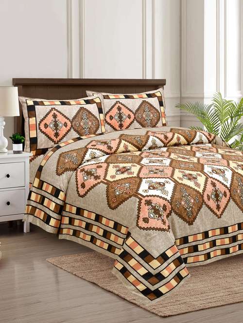 texstylers pure cotton 100 x 108 inches jaipuri print king size bedsheets with 2 pillow covers - 18968785 - Very Small Image - 1