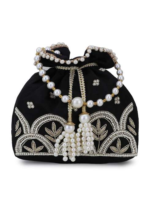 white faux silk regular potli - 19088789 - Very Small Image - 1