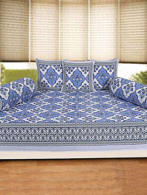 pure cotton jaipuri traditional pattern diwan set set of 6 pcs - 19110809 - Very Small Image - 1