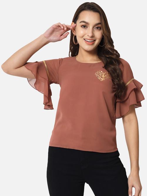 women's straight round neck top - 19225208 - Very Small Image - 1
