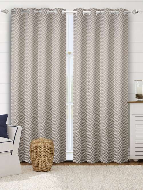 saral home cotton yarn grey 100% blackout set of 2 long door curtains (4x9 feet) - 19334256 - Very Small Image - 1