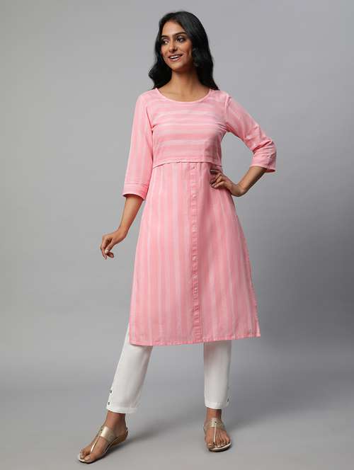 round neck kurta pant set - 19608978 - Very Small Image - 1