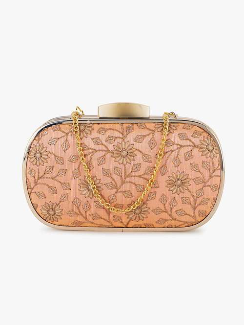 orange faux silk box clutch - 19647669 - Very Small Image - 1