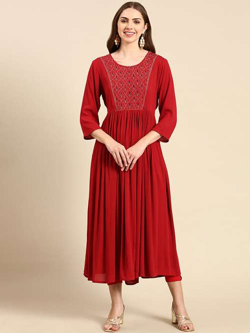 women's flared kurta - 19665044 - Very Small Image - 1