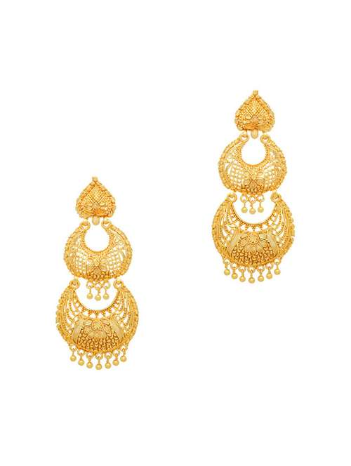gold brass chandballi earring - 19667104 - Very Small Image - 1