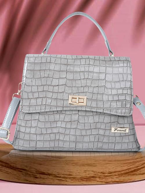 grey leatherette (pu) handbag - 19695886 - Very Small Image - 1