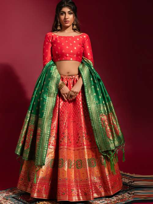 self designed woven flared lehenga - 19755304 - Very Small Image - 1