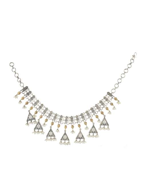 silver brass oxidised short necklaces - 19768299 - Very Small Image - 1