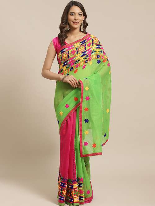 women's self design multi colored saree with blouse - 19784978 - Very Small Image - 1