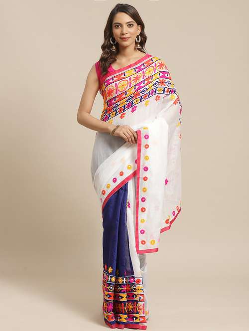 women's self design multi colored saree with blouse - 19784994 - Very Small Image - 1
