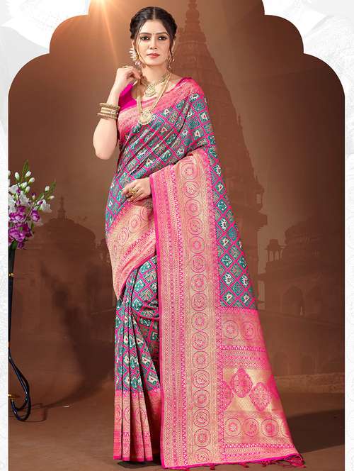 women's self design pink colored saree with blouse - 19925472 - Very Small Image - 1