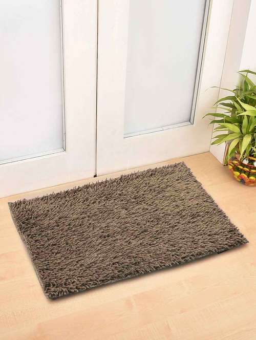fabinaliv brown solid cotton blend door mat (70x45 cm) - 19928052 - Very Small Image - 1