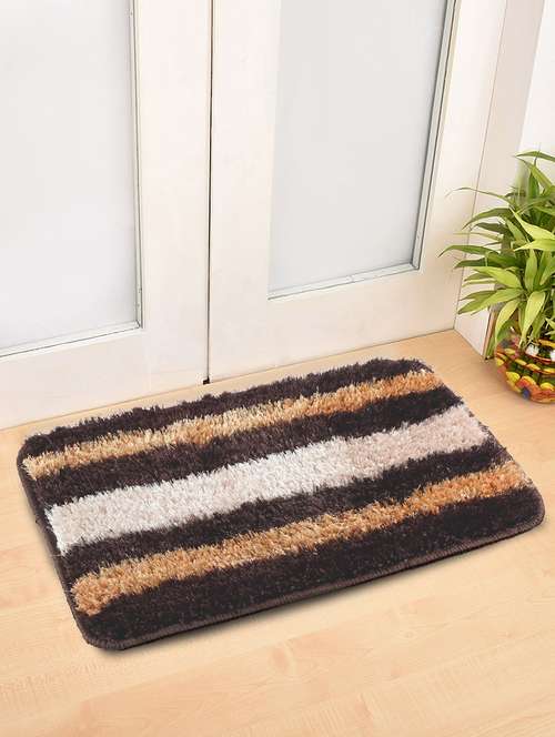 fabinaliv brown striped polyester door mat (60x40 cm) - 19928079 - Very Small Image - 1