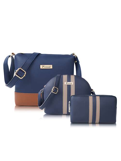 blue leatherette (pu) sling bags combo - 19940674 - Very Small Image - 1