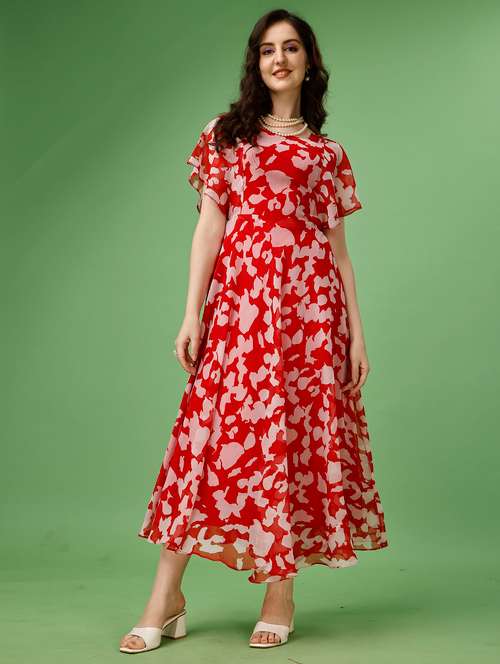 women's fit & flare printed dress - 19974315 - Very Small Image - 1
