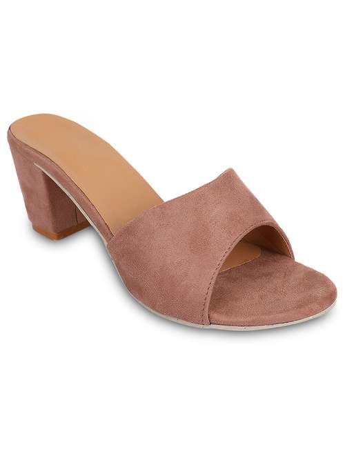 pink solid slip on block heel sandal - 19995832 - Very Small Image - 1